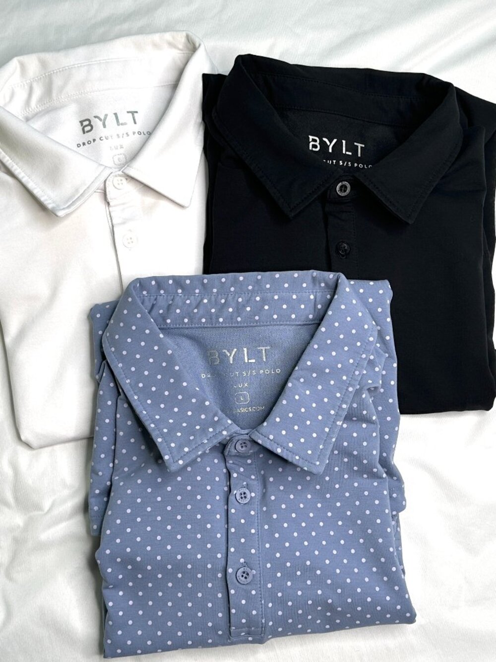 BYLT Drop-Cut Lux Polo Men’s Large Lot of 3 Short Sleeve Contrast Collar